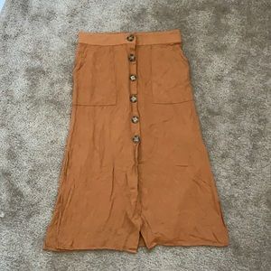 Forever 21 Orange Button Up Midi Skirt